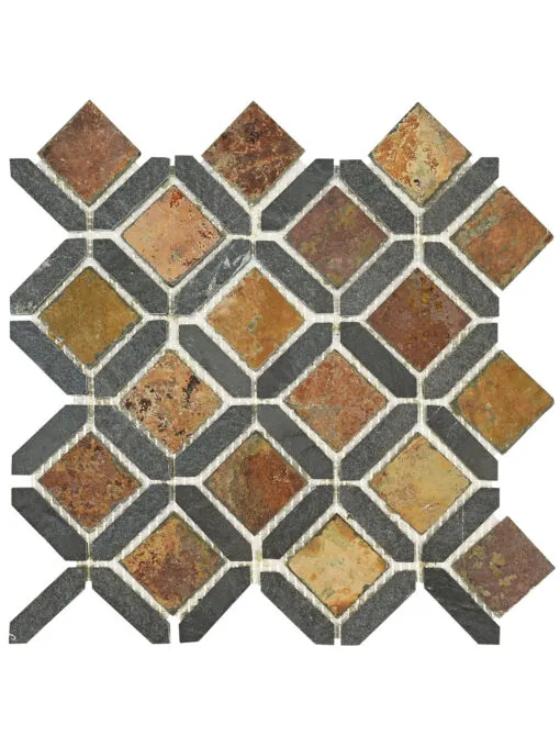 Rusty Brown Gray Diamond Slate Backsplash Tile BA1067 1