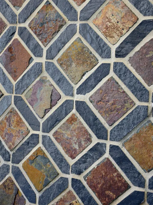 Rusty Brown Gray Diamond Slate Backsplash Tile BA1067 6