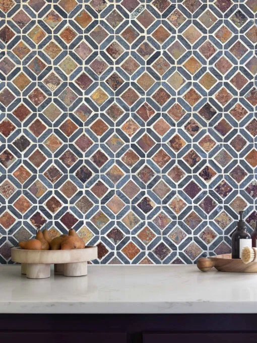 Rusty Brown Gray Diamond Slate Backsplash Tile BA1067