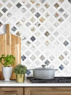 Multi Color Marble Diamond Mosaic Backsplash Tile BA6313
