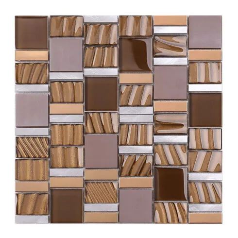 Beautiful Brown and Bronze Glass Metal Mosaic BA1133