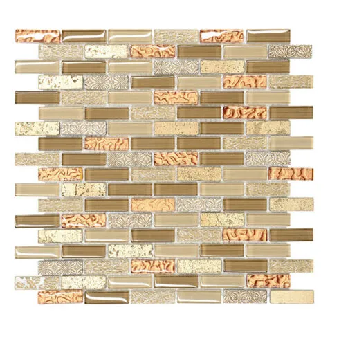 Beige Brown Gold Glass Travertine BA1167