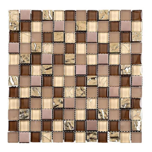 Gold Brown Glass Metal Mosaic Tile BA1142
