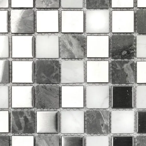 Gray White Marble Metal Kitchen Backsplash Tile BA1115