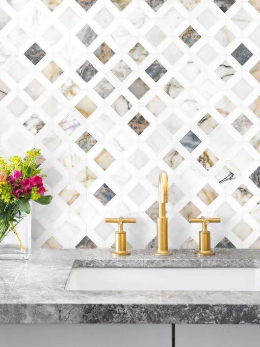 Multi Color Marble Diamond Backsplash Tile BA6313 2