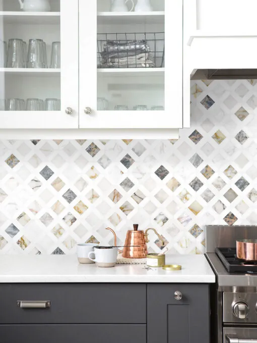 Multi Color Marble Diamond Backsplash Tile BA6313 4