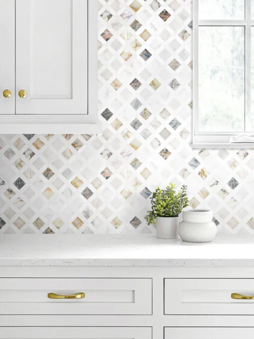 Multi Color Marble Diamond Backsplash Tile BA6313 6