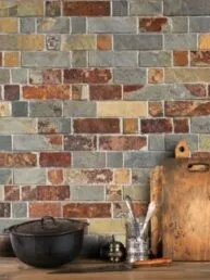 Rusty brown gray slate mosaic backsplash tile BA1063