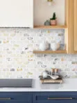 Blue Cabinet Multi Color Marble Backsplash Tile BA6330