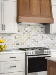 White Cabinet Multi Color Marble Backsplash Tile BA6330