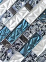 Blue White Subway Glass Backsplash Tile BA8011 4