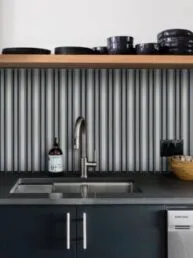 Modern Gray and Black Beveled Metallic Glass Backsplash Tile BA8020