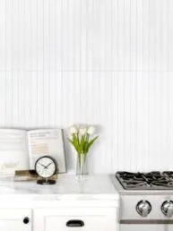 Modern Long Marble Pure White Backsplash Mosaic Tile BA1078