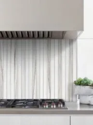 Modern Long Marble Rosewood Gray Backsplash Mosaic Tile BA1080