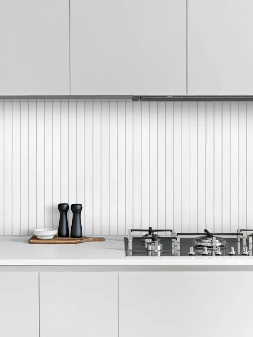 Gray Cabinet Modern Long Marble Pure White Backsplash Mosaic Tile BA1078