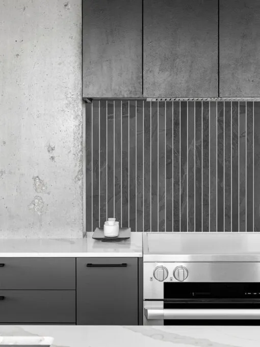 Gray Kitchen with Black Modern Backsplash Tile BA1081