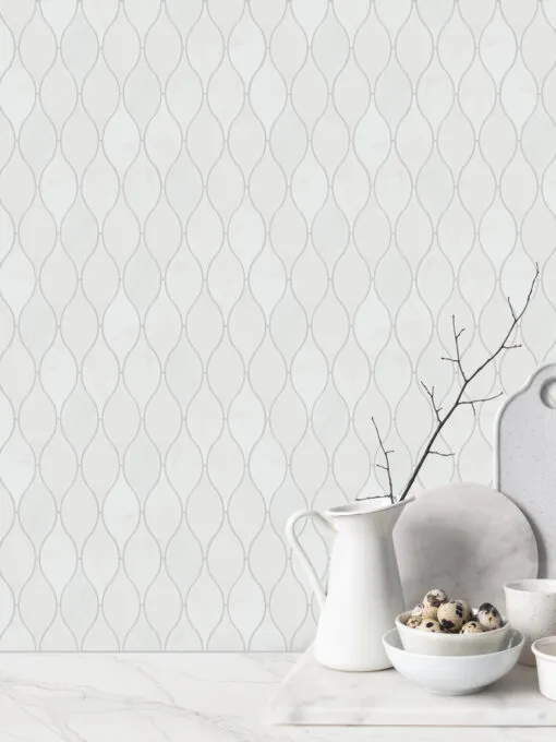 White Marble Oval Backsplash Mosaic Tile BA7003 1