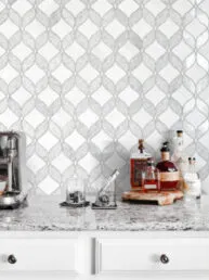 White Gray Waterjet Mosaic Kitchen Backsplash Tile BA6317