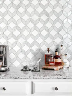 White Gray Waterjet Mosaic Kitchen Backsplash Tile BA6317