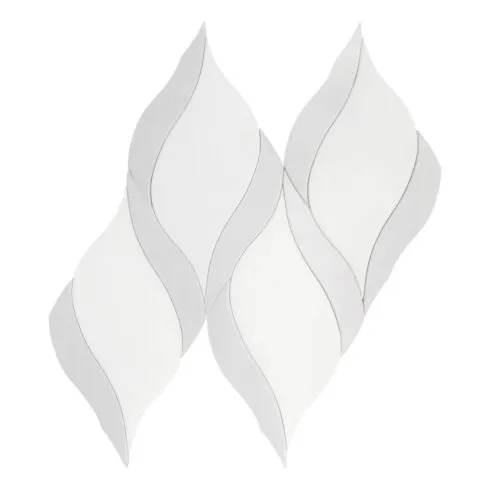 White Gray Waterjet Luxury Mosaic Backsplash Tile BA7006 8 1