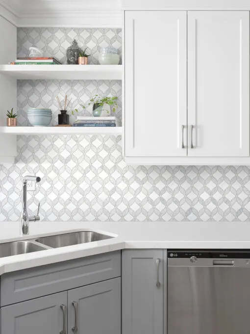 Two tones Gray White Kitchen with Backsplash Tile BA6317