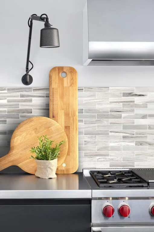 metal countertop modern marble backsplash tile