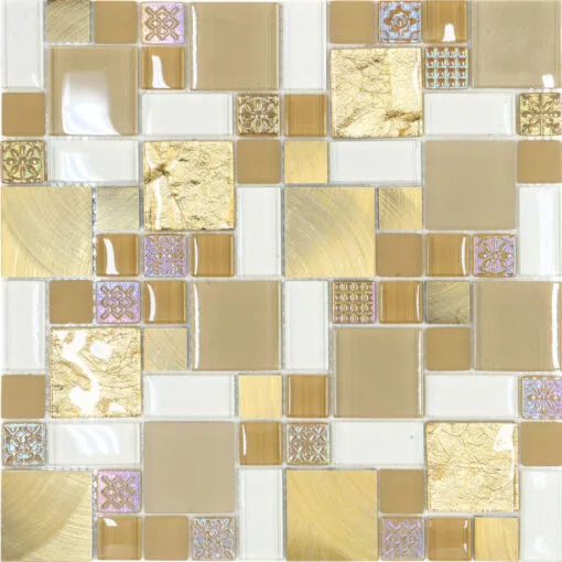 Gorgeous Glass Metal Gold Color Backsplash Tile BA1139 2