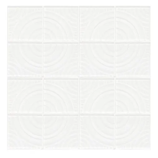 White glass backsplash tile with 3D pattern BA64001 1