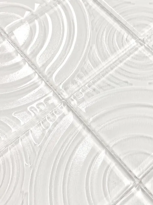 White glass mosaic backsplash pattern design BA64001 2