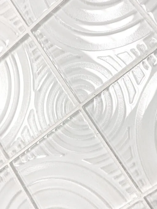White glass mosaic backsplash pattern design BA64001 5