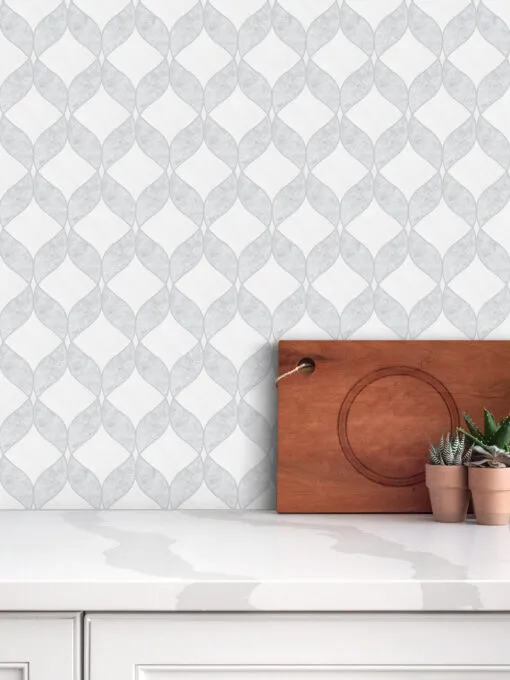 White Gray Waterjet Mosaic Kitchen Backsplash Tile BA6317