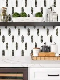 Glass Brown Pearl Picket Backsplash Tile BA6708