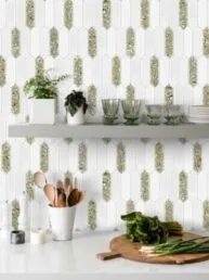 Glass Green Pearl Picket Backsplash Tile BA6710