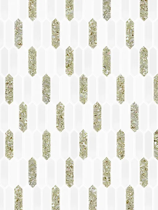 Glass Green Pearl Picket Backsplash Tile BA6710 2