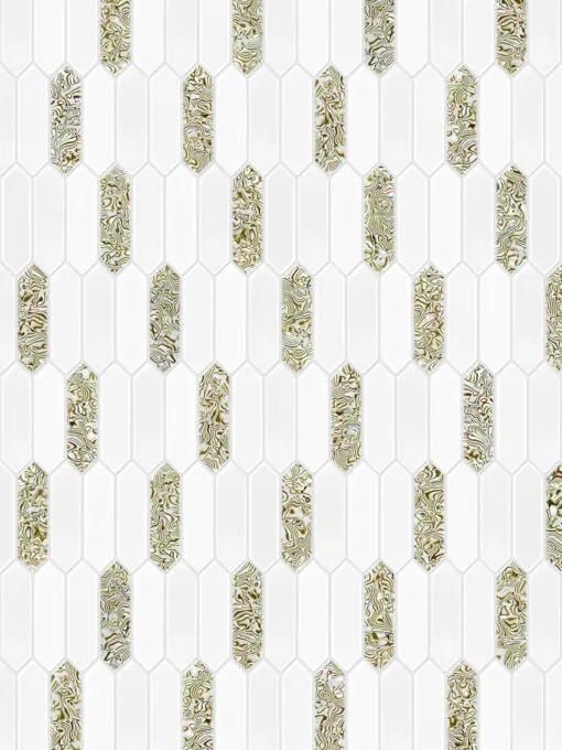 Glass Green Pearl Picket Backsplash Tile BA6710 4