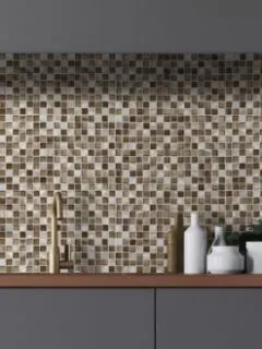 BA1123-brown metal glass modern kitchen backsplash tile
