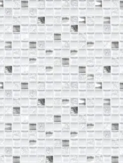 White Gray Glass Metal Kitchen Backsplash BA1183