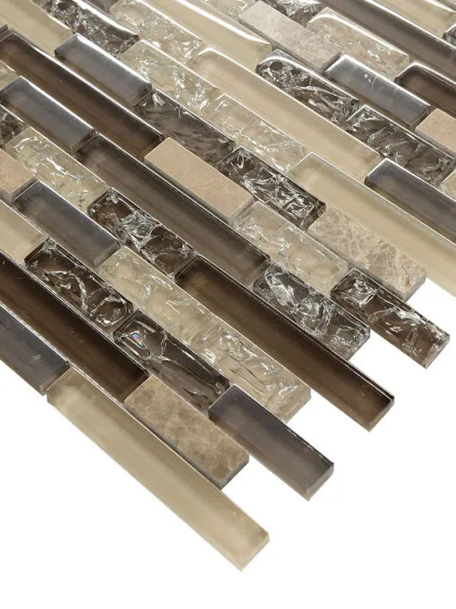 Beige Brown Crackle Glass Kitchen Backsplash Tile