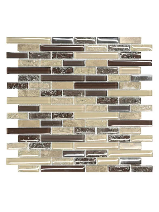 Beige Brown Crackle Glass Kitchen Backsplash Tile