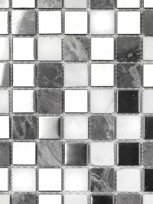 Gray White Marble Metal Kitchen Backsplash Tile