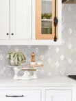 White Countertop with White Glass Shell Diamond Tile BA6706