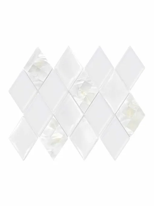 White Glass Shell Diamond Mosaic Backsplash Tile BA6706 1