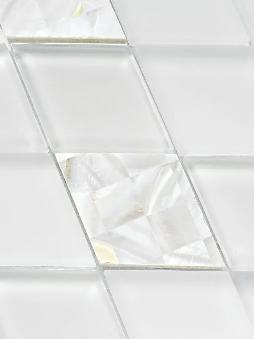 White Glass Shell Diamond Mosaic Backsplash Tile BA6706 8