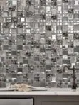 Glass Metal Brown Shell Glass Backsplash Tile BA62013