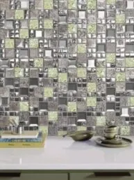 Glass Metal Green Shell Glass Backsplash Tile BA62012