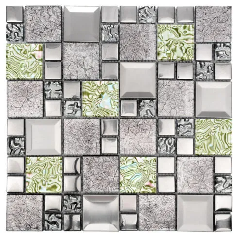 Glass Metal Green Shell Glass Backsplash Tile BA62012 1