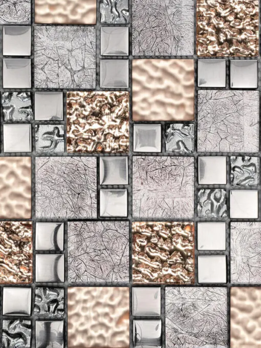 Glass Metal Rose Gold Shell Glass Backsplash Tile BA62015 3