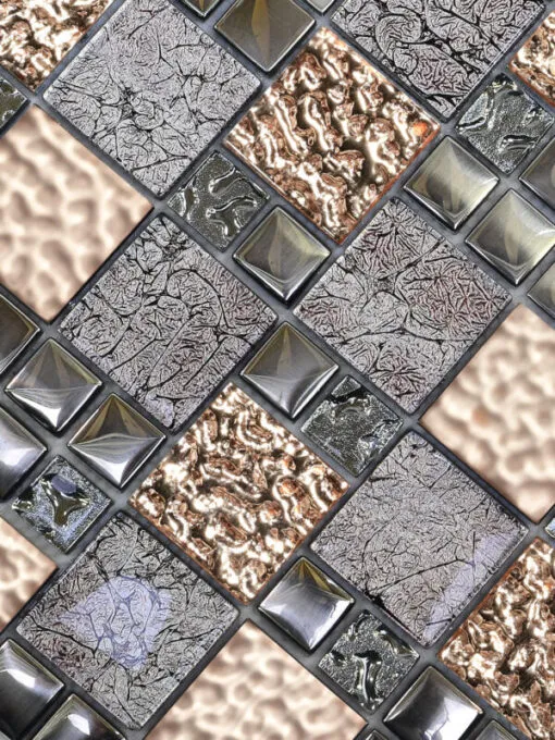 Glass Metal Rose Gold Shell Glass Backsplash Tile BA62015 4