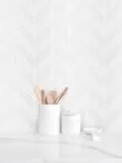Large White Chevron Marble Backsplash Mosaic Tile BA6301 1