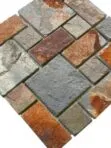 Rustic rusty brown slate stone mosaic tile backsplash BA1064 2